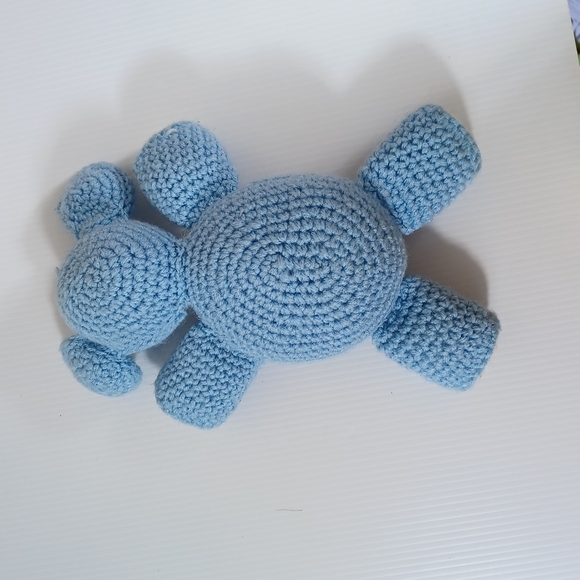 •Handmade Crocheted stuffed Bear sky blue and white 🐻 10in - Picture 3 of 10